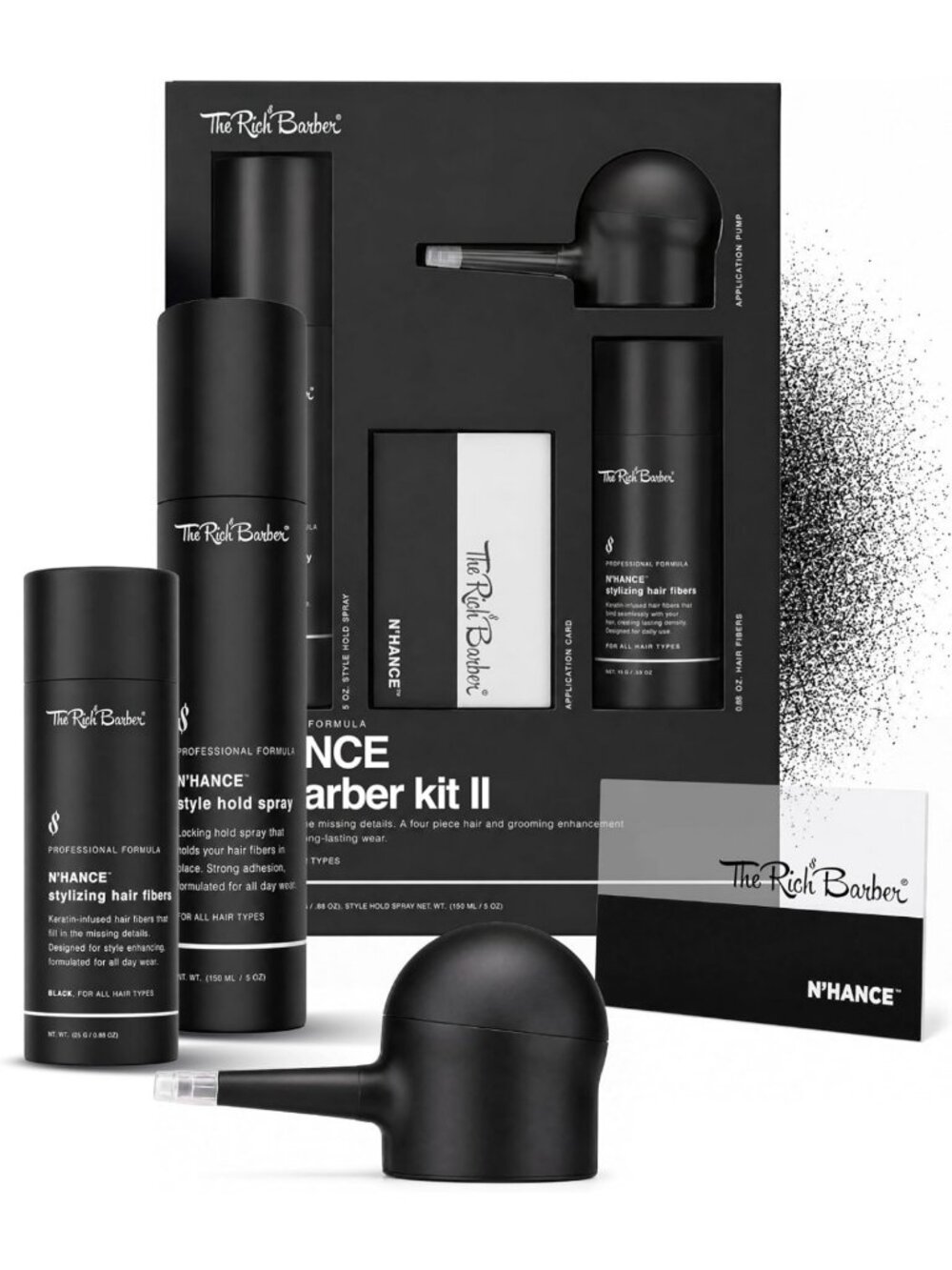 4-in-1 Hair & Beard Styling Kit - Keratin Fibers, Hold Spray, Edge Enhancer